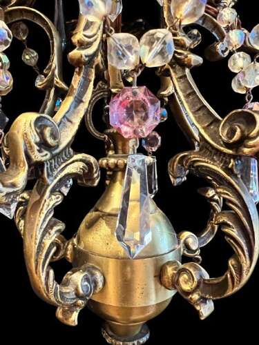 Five Light French Rococo Bronze Antique Chandelier