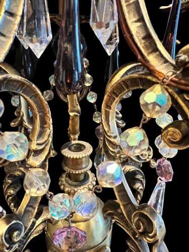 Five Light French Rococo Bronze Antique Chandelier