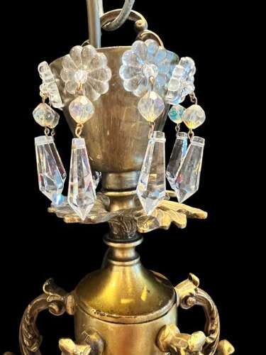 Five Light French Rococo Bronze Antique Chandelier