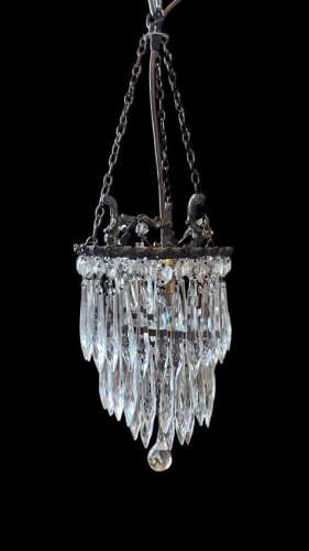 A French Single Light Three Tier Hanging Waterfall Chandelier