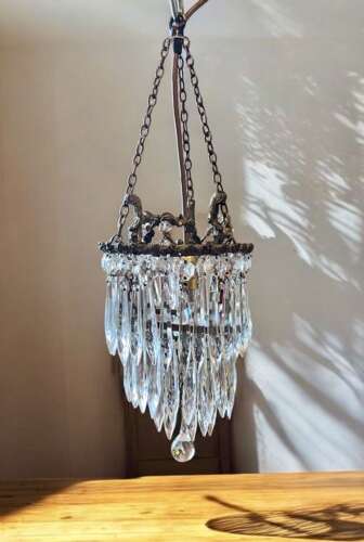 A French Single Light Three Tier Hanging Waterfall Chandelier