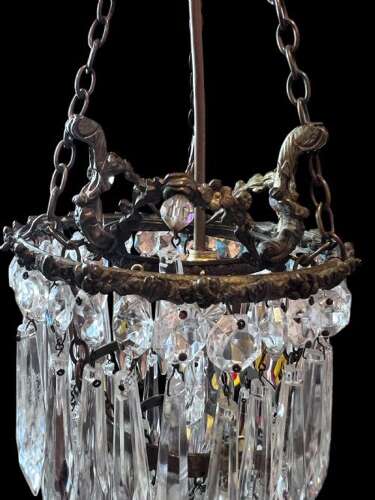 A French Single Light Three Tier Hanging Waterfall Chandelier