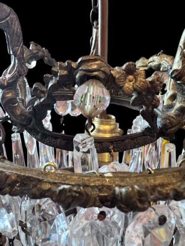 A French Single Light Three Tier Hanging Waterfall Chandelier