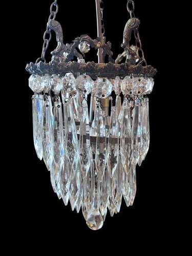 A French Single Light Three Tier Hanging Waterfall Chandelier