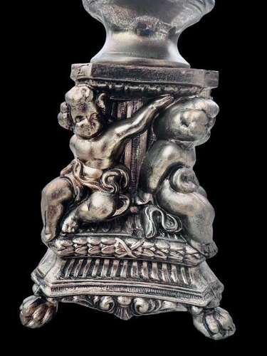 An Italian Gilt Cherub Antique Lamp