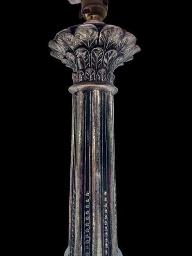 An Italian Gilt Cherub Antique Lamp