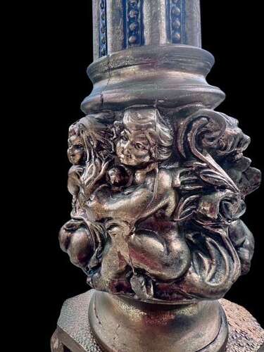 An Italian Gilt Cherub Antique Lamp