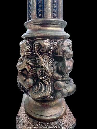 An Italian Gilt Cherub Antique Lamp