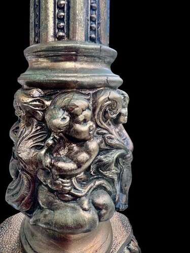 An Italian Gilt Cherub Antique Lamp