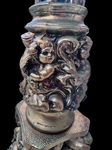 An Italian Gilt Cherub Antique Lamp