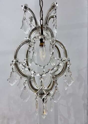 One Light Italian Marie Theresa Crystal Antique Chandelier.