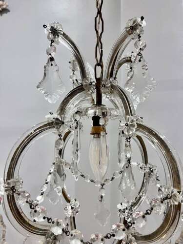 One Light Italian Marie Theresa Crystal Antique Chandelier.