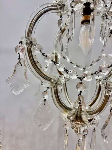 One Light Italian Marie Theresa Crystal Antique Chandelier.
