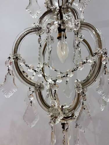 One Light Italian Marie Theresa Crystal Antique Chandelier.