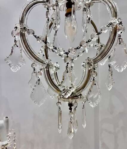 One Light Italian Marie Theresa Crystal Antique Chandelier.