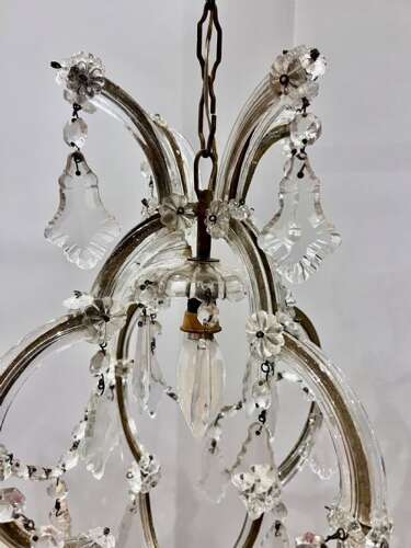 One Light Italian Marie Theresa Crystal Antique Chandelier.