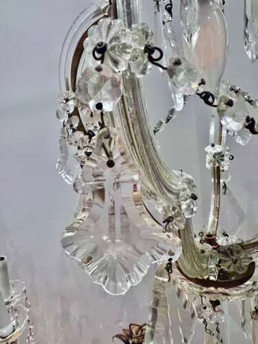 One Light Italian Marie Theresa Crystal Antique Chandelier.