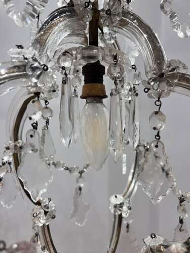 One Light Italian Marie Theresa Crystal Antique Chandelier.