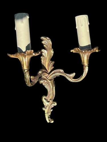 Pair of Small French Rococo Brass Antique Wall-lights