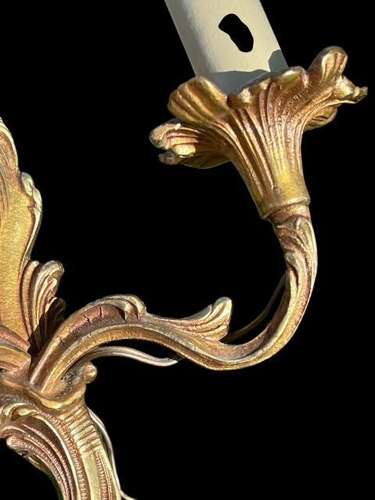 Pair of Small French Rococo Brass Antique Wall-lights