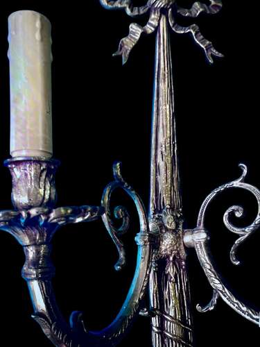A Pair of Large French Ribbon Brass Antique. Wall-lights
