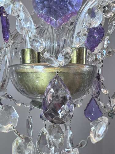 English Crystal Antique Chandelier with Coloured Crystals
