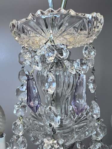 English Crystal Antique Chandelier with Coloured Crystals
