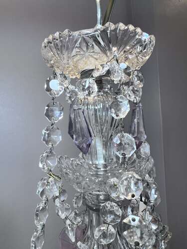 English Crystal Antique Chandelier with Coloured Crystals