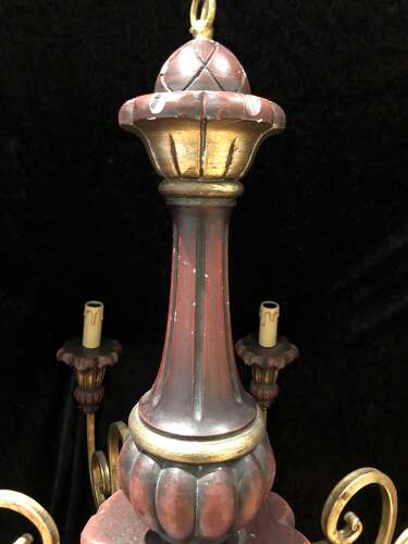Eight Light Wooden Pendant Chandelier