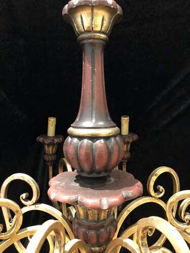 Eight Light Wooden Pendant Chandelier