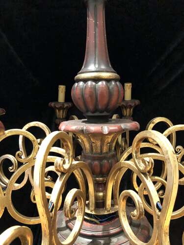 Eight Light Wooden Pendant Chandelier