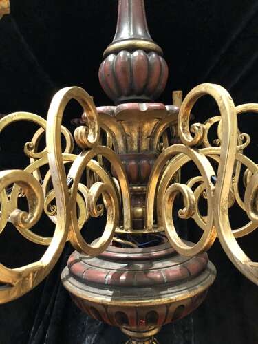 Eight Light Wooden Pendant Chandelier