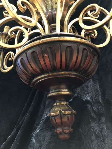 Eight Light Wooden Pendant Chandelier