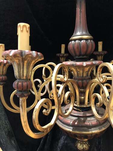Eight Light Wooden Pendant Chandelier