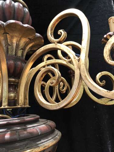 Eight Light Wooden Pendant Chandelier