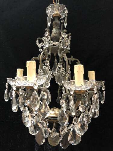 A Six Light French Traditional Antique Chandelier