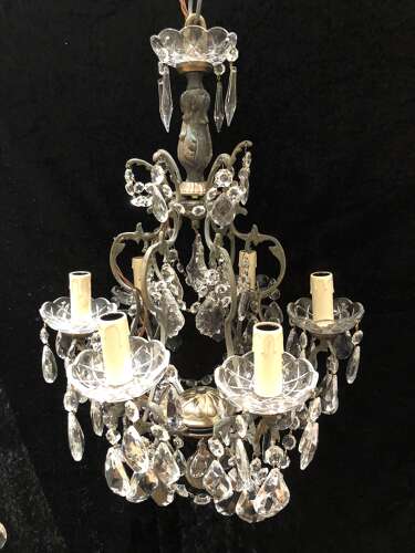 A Six Light French Traditional Antique Chandelier