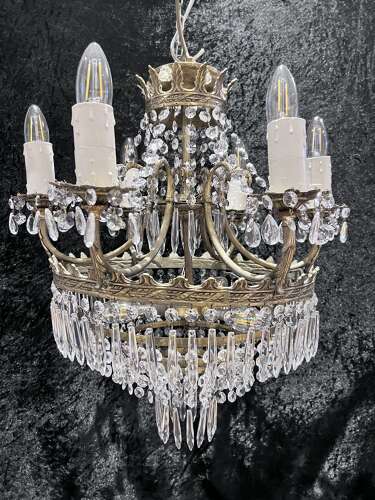 French Nine Light Empire Waterfall Antique Chandelier c1920's