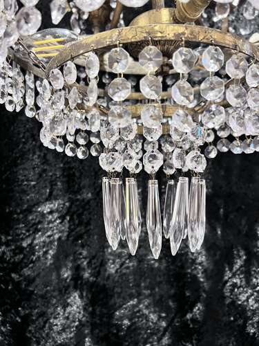 French Nine Light Empire Waterfall Antique Chandelier c1920's