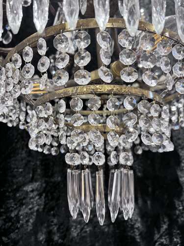 French Nine Light Empire Waterfall Antique Chandelier c1920's