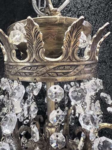 French Nine Light Empire Waterfall Antique Chandelier c1920's