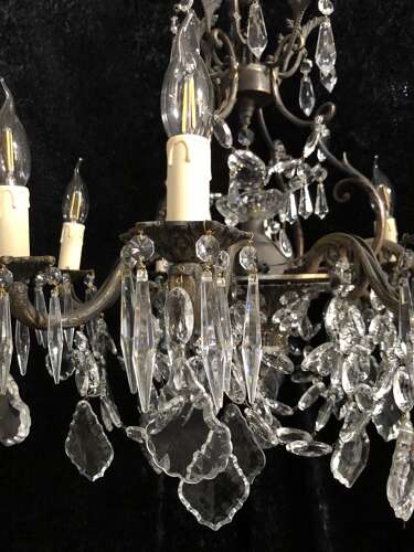 Eight Light French Bronze Antique Chandelier