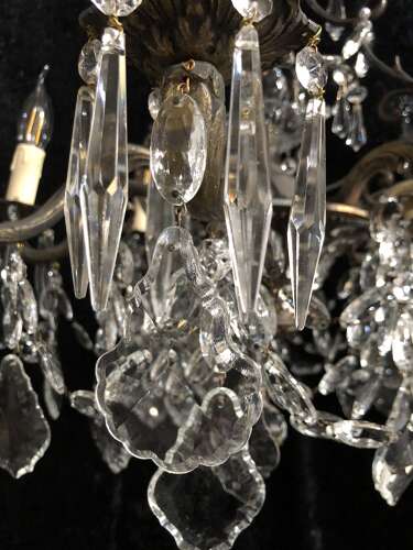 Eight Light French Bronze Antique Chandelier