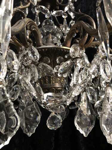 Eight Light French Bronze Antique Chandelier