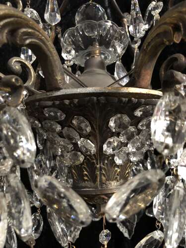 Eight Light French Bronze Antique Chandelier