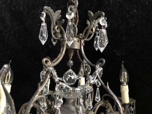 Eight Light French Bronze Antique Chandelier