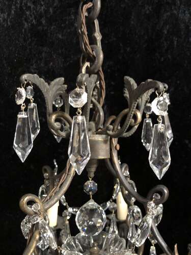 Eight Light French Bronze Antique Chandelier