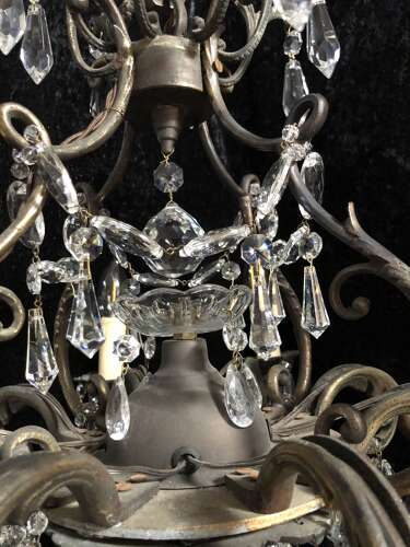 Eight Light French Bronze Antique Chandelier