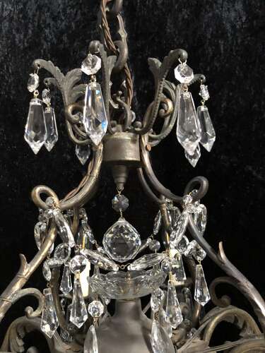 Eight Light French Bronze Antique Chandelier