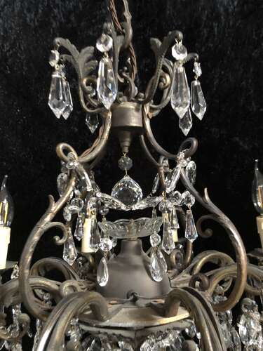 Eight Light French Bronze Antique Chandelier